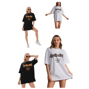 T-shirt en coton tricoté épais grande taille avec imprimé graphique vintage streetwear d'été, orné de diamants et de logo – ODM/OEM - Product Image 2