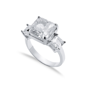 Clear Quartz <b>CZ</b> Stone Square Design Cluster Zircon 925 Sterling Silver <b>Ring</b> Wholesale Turkish Jewelry - Product Image 1