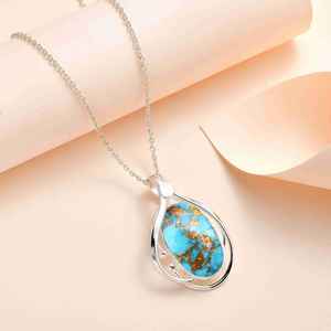 Collar con Colgante de Plata de Ley Turquesa Constellation, Joyería de Piedras Preciosas Budistas Tibetanas de Lujo Hecha a Mano para Aniversario - Product Image 4