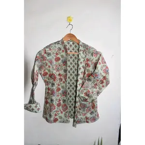 Chaqueta Acolchada Reversible de Algodón Puro con Logotipo Personalizado para Mujer, Blazer Floral, Chaqueta Bomber de Primavera/Invierno, Estilo Varsity, Formal, Boho, Tallas XXL y XL - Product Image 3