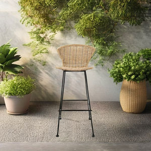 เก้าอี้บาร์หวายทนทานสำหรับในร่มกลางแจ้งสะดวกสบายสำหรับโรงแรมห้องนั่งเล่นสวนสาธารณะวิลล่าห้องนอนรับประทานอาหารเฟอร์นิเจอร์กลางแจ้ง - Product Image 4