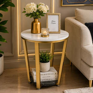 Table basse contemporaine dorée de qualité supérieure au design conique - Product Image 1
