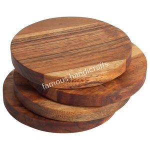 Tapis de tasse d'usine sous-verres en bois naturel en vrac avec logo de gravure au laser sous-verres en bois noyer bambou Logo personnalisé rond cadeau vierge - Product Image 6