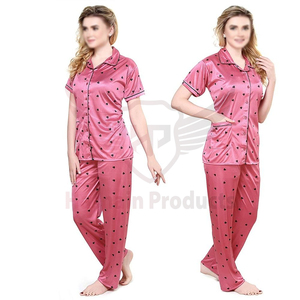 Conjunto de pijamas de dos piezas con estampado de seda de alta calidad para mujer, ropa de dormir con gráfico de letras para mujer, venta al por mayor - Product Image 6