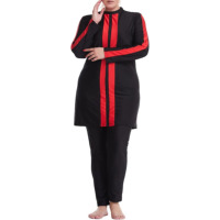 Maillot de bain 2 pièces de haute qualité, imprimé intégral, imperméable, séchage rapide, respirant, grande taille, style arabe musulman, pour femme, avec fermeture avant, effet délavé