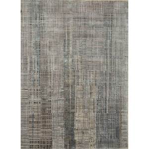 Alfombra Kavi Gris y Negra Anudada a Mano de Lana y Seda de Bambú con Patrón Abstracto Srb(701) para Uso Doméstico - Product Image 1