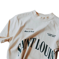 T-shirt surdimensionné personnalisé pour homme, imprimé Saint Louis, 100% coton, style streetwear décontracté, inspiration rétro, coupe ample