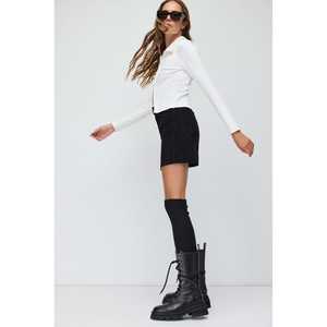 Mini-jupe droite en velours, taille naturelle, tissu non tissé, 100% coton, au-dessus du genou, décontractée, disponible en XS - Product Image 3