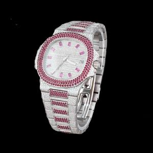 Bijoux Hip Hop Fabriqué Coupe Ronde Moissanite Diamant Bijoux Élégants En Acier Inoxydable VVS Clarté Mode Poignet Montre Hommes - Product Image 2