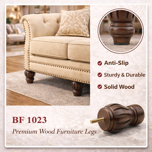 Decorative Turned Wooden Furniture Leg Solid Wood Sofa Bed <b>Cabinet</b> Table Leg <b>Walnut</b> Finish OEM Custom Factory - Product Image 5