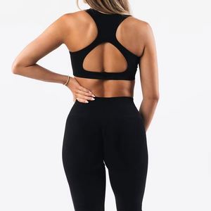 Nueva tendencia logotipo personalizado mujer Fitness Yoga y correr ropa deportiva conjunto impreso belleza espalda sujetador y levantamiento de cadera Jogging sujetador para adultos - Product Image 6