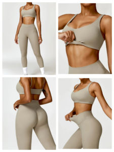 Womens Intimates Gym Fitness Yoga Set High Waisted Peach Butt Lifting Leggings Workout Long <b>Tight</b> Pants Sports Bra - Product Image 5