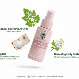 Bain de bouche sans alcool 500 ml pour soins bucco-dentaires sensibles, formule naturelle à base de plantes avec RedMoringa, marque privée Italie, pour une haleine fraîche - Product Image 3