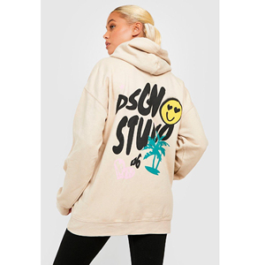 Vente chaude Hoodies Surdimensionné Casual Puff Impression 100% Coton Femmes Hiver Hoodies Drop Shoulder Respirant Fabriqué au Pakistan - Product Image 1