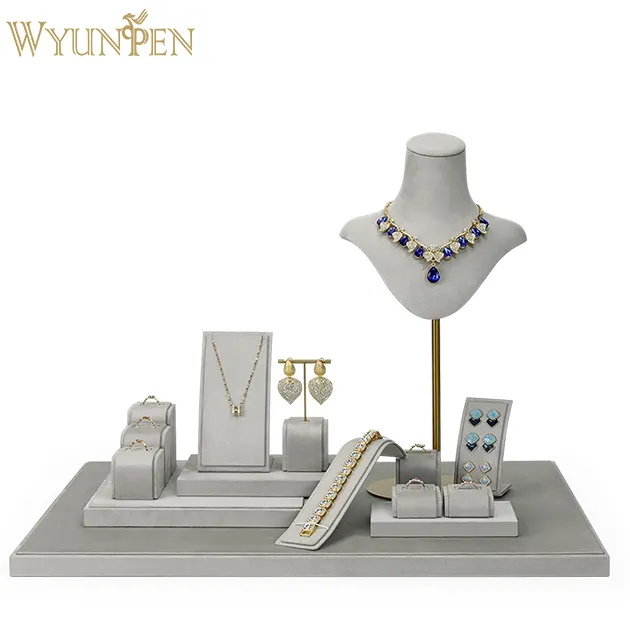 Soporte de exhibición de embalaje de joyería WYP, soporte de pulsera de reloj, pendiente, collar, busto, soporte de exhibición de joyería de lujo personalizado