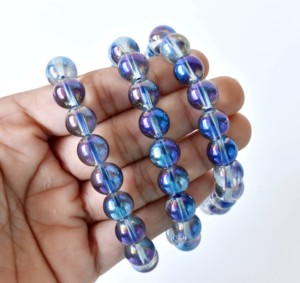 Best Attractive Blue Color Aura Quartz Titanium <b>Healing</b> <b>Bracelet</b> 8mm <b>Bracelet</b> for Meditation Jewelry - Product Image 1