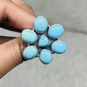 Argent Sterling 925 Belle Bague De Mode Turquoise Naturelle Western Design Lunette Réglage pour La Fête - Product Image 2