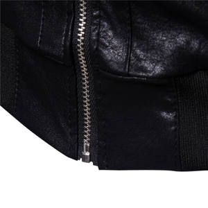 Veste en cuir pour hommes à logo personnalisé Veste en cuir d'hiver en PU de loisirs de couleur pure à capuche pour hommes 2025 - Product Image 6