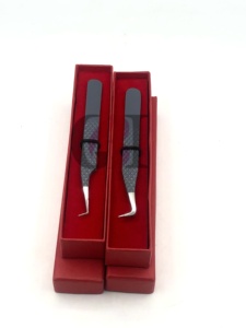 Pince à épiler professionnelle GETUP BROSONS IMPEX en acier inoxydable pour extensions de cils, à 90 degrés, revêtement gris, anti-magnétique - Product Image 4