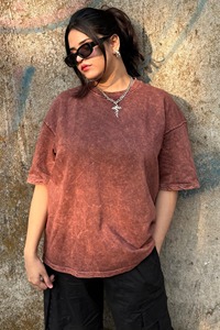 Camiseta de mujer con lavado ácido, de algodón desgastado, corte holgado, manga corta, informal, para verano, estilo urbano, proveedor de ropa. - Product Image 2