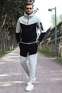 OEM Wholesale 100% Cotton Gym Tracksuit for Men Black Jogger Suits <b>Beaded</b> Techniques Pakistani Manufactured for Autumn Winter - Product Image 4