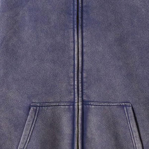 Sweat à capuche délavé à l'acide bases personnalisées sweats à capuche en coton mélangé pour homme Logo Oem fermeture éclair thermique surdimensionné respirant sweat à capuche vierge pour hommes - Product Image 3