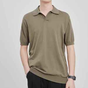 T-shirt à manches courtes personnalisé hommes été nouveau t-shirt POLO drapé de conception de couleur unie - Product Image 3