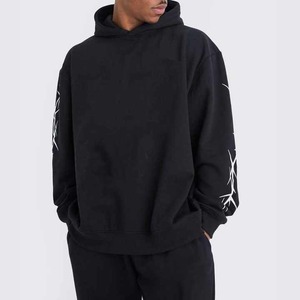 Streetwear personnalisé 100% coton pour hommes survêtement respirant à capuche surdimensionné épaules tombantes pantalon empilé jogging d'hiver deux pièces - Product Image 3
