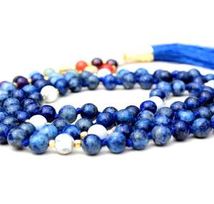 Nouveau Design fait à la main 108 perles Mala nouées 7 Chakra Yoga Pulsera Lapis Lazuli artiste indien mode perlé hindouisme fiançailles - Product Image 6