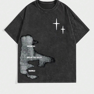 เสื้อยืดพิมพ์ลายวินเทจซักกรด/ซักแล้วทำจากผ้าฝ้ายเนื้อนุ่ม100% จากปากีสถาน - Product Image 1