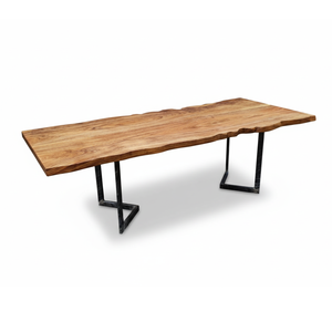 Style personnalisé de bord jambes enduites de poudre supérieure mate épaisse Table à manger 8 places en bois solide durable avec aspect Live Edge d'acacia - Product Image 6