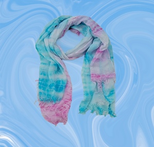 Bufandas de diseñador para mujer Tie-Die Digital Printed Modal Cotton Gorgeous Blue and Pink Versatile Colors Bulk Supply - Product Image 3