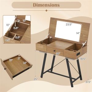 Modern MDF Flip Top Vanity Desk <b>with</b> 38" Mirror 2 AC Outlets USB Type C Charging Station & Makeup <b>Table</b> brand new - Product Image 3