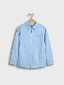100% Organic Cotton Oxford <b>Shirt</b> Boys Long-Sleeve Button-Down Design Printed Pattern <b>Pocket</b> Short Length XL Clothing - Product Image 3