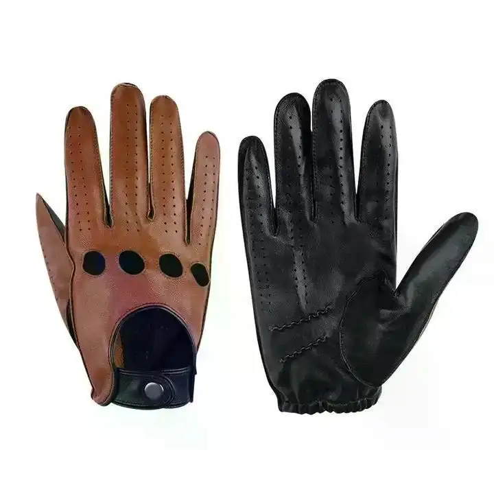 Venta al por mayor de guantes de conducción de automóviles de moda por encargo de los hombres logotipo personalizado de cuero de piel de oveja guantes de conducción con diseño personalizado