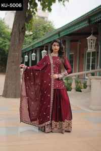 Indien traditionnel Rangoli soie Salwar Kameez costume lourd paillettes fil brodé conception travail pour les femmes traditionnel pakistanais - Product Image 3