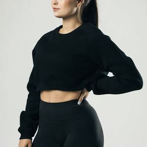 Pull à manches pour femmes anti-rétrécissement tissu tricoté col roulé doux polaire pull surdimensionné recadrée pull de Style court - Product Image 6