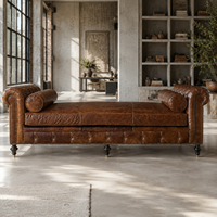Canapé-lit Chesterfield de luxe fait main en cuir véritable capitonné, deux places, avec pieds en bois, couleur personnalisée, OEM