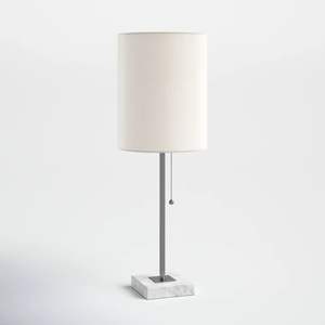 Lampe de table moderne en acier inoxydable finition nickel noir poli avec abat-jour à tambour allongé Base d'ampoule salon chambre E26 - Product Image 3