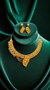 Nouveau style de collier boucles d'oreilles serties de plaqué or 22 carats tendance conçu pour les femmes collier boucles d'oreilles ensemble de bijoux - Product Image 3