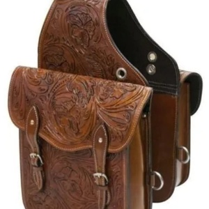 Nouvelle Sacoche de Selle Western en Cuir Grainé Épais Léger et Respirant, Absorbant la Transpiration, Personnalisable, avec Conchos Argentés - Product Image 1