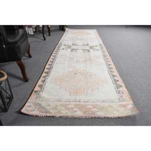 Turkish <b>Rug</b>, 3.1x11.2 ft <b>Runner</b> <b>Rug</b>, White Striped Wool Vintage <b>Rug</b> - Product Image 3