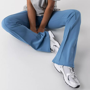 2025 personnalisable 100% coton pantalon évasé pour femmes taille haute motif droit Flare bas pantalon pantalon décontracté brodé - Product Image 5