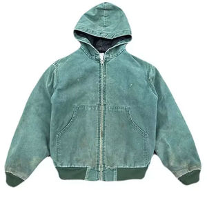 Nueva moda personalizada Color sólido peso pesado hombres Sudadera con capucha de alta calidad de gran tamaño hombro caído Vintage lavado ácido cremallera Sudadera con capucha hombres - Product Image 5