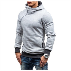 Logo personnalisé fermeture éclair couleur unie à capuche plusieurs poches pull hommes sweats à capuche quart fermeture éclair multi capuche veste vêtements d'extérieur décontractés - Product Image 5