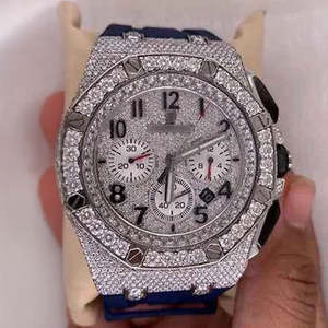 Montre automatique pour homme style Hip Hop avec moissanite, chronographe en acier inoxydable, réserve de marche, affichage analogique, diamètre 41 mm - Product Image 4