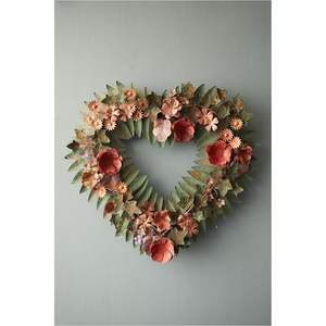 Couronne murale rustique en métal avec feuilles et fleurs, style shabby chic, verdigris, art floral en forme de cercle pour l'entrée et la décoration de patio de ferme moderne - Product Image 6