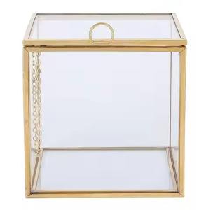 Boîte à bijoux en métal et verre transparent, boîte de rangement pour bijoux en métal de qualité supérieure pour la décoration de la maison - Product Image 1