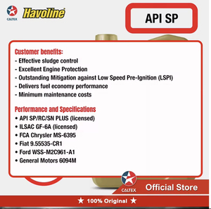 Caltex Havoline 4L High-Performance <b>Fully</b> <b>Synthetic</b> SAE <b>5W</b>-<b>30</b> Engine <b>Oil</b> SN 14KG Plastic for Smooth Engine Lubricants Cleaners - Product Image 2