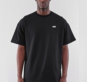 OEM personalizado gota hombro Streetwear peso pesado en blanco liso 100% algodón de gran tamaño cuello falso camiseta para hombres - Product Image 4